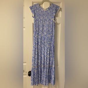 Lost + Wander Blue Floral Midi Dress